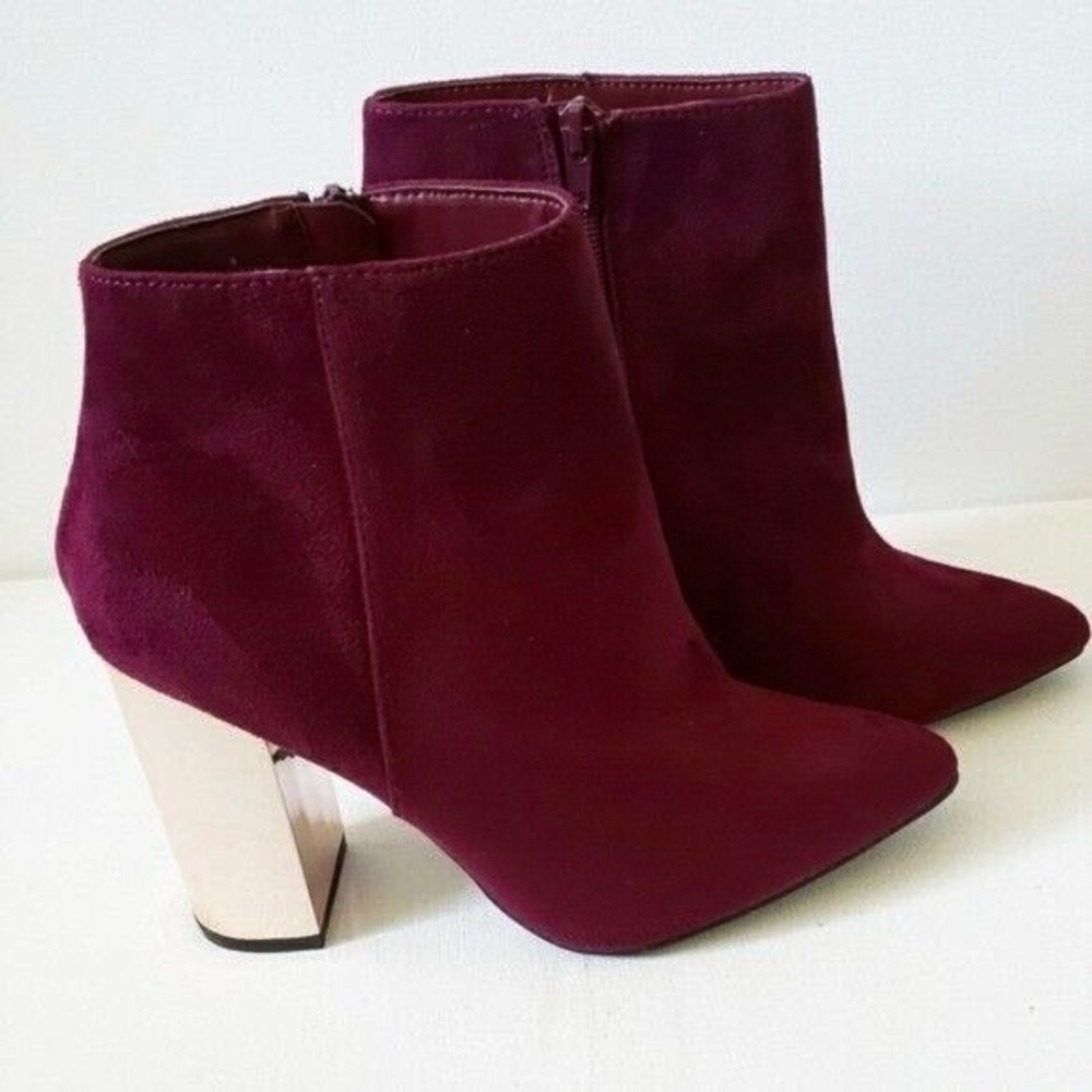 Charlotte Russe Red Ankle Booties with Geometric Heel